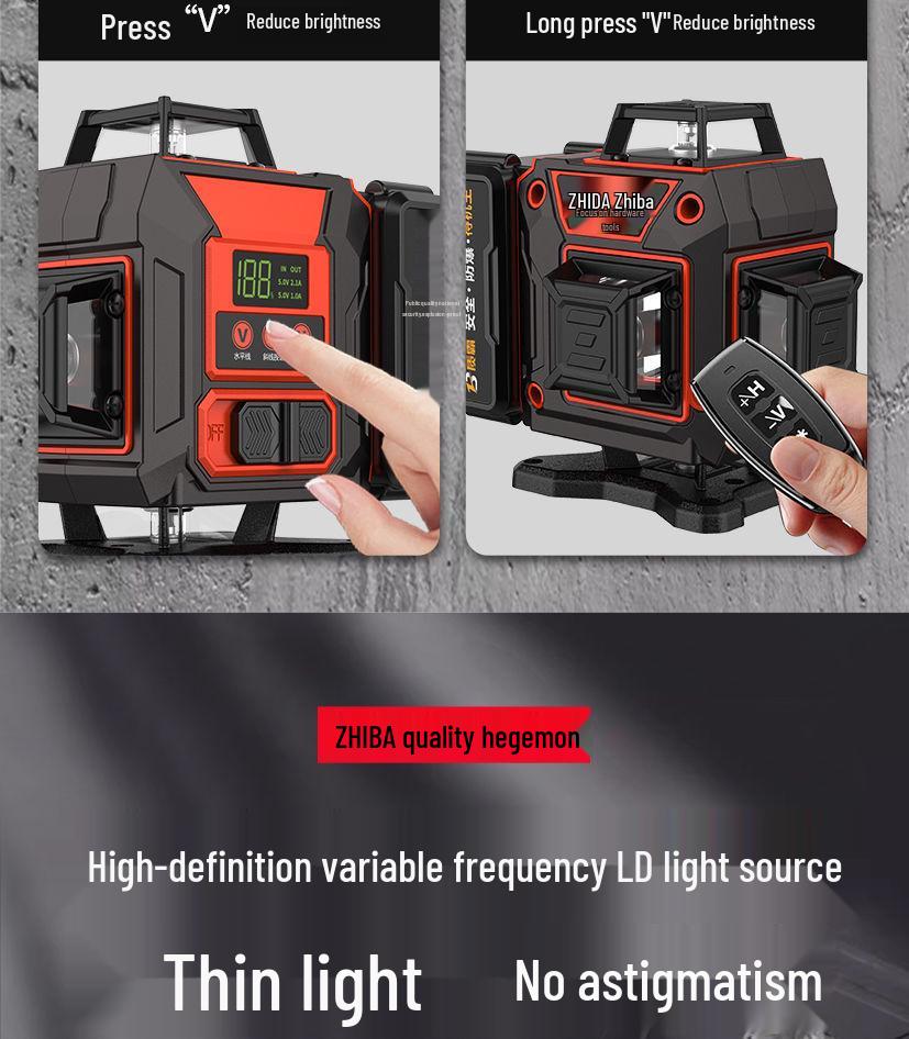 12-Line High Precision Green Infrared Level with Automatic Outdoor Wall Sticking and Self-Leveling