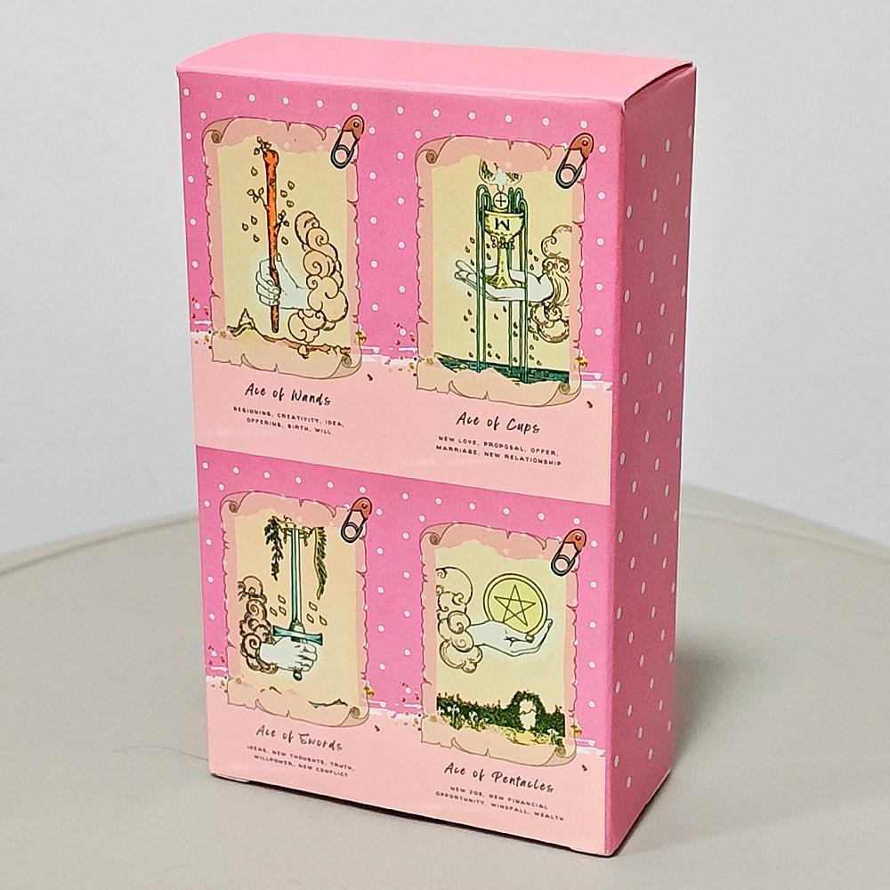 Pink Waite Tarot, The Dreamy Pink Collage Tarot Deck, 78  Aesthetic Kawaii Tarot Cards with Meanings, Double-embossed 12*7cm