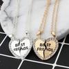 2 Pcs/Set  Best Friends Love Heart Pendant Charm Chain Necklace Jewelry  (Size: One Size, Color: Sil