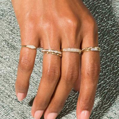 Trend Minimalist Stacking Ring For Women Dainty Zirconia Gold Color Crystal Finger Accessories for Female Jewelry Gift R737