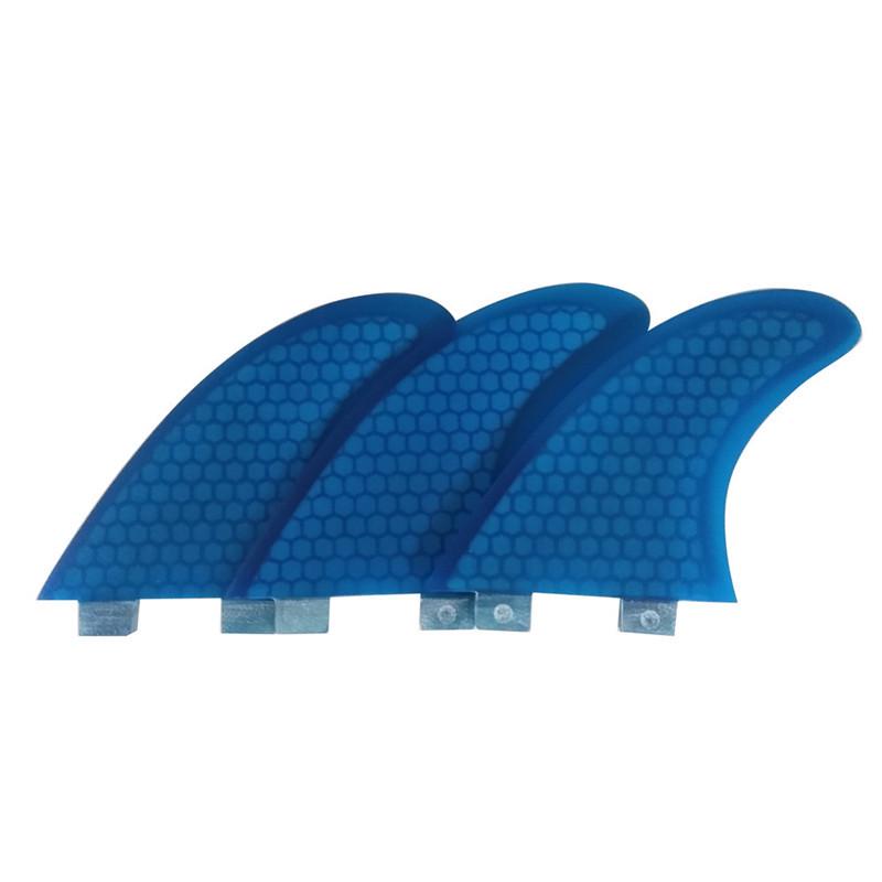 Professionelles Surfbrett Finnen Set: Wabenförmige Heckflosse mit doppelten Tabs für verbesserte Surfperformance Small blau