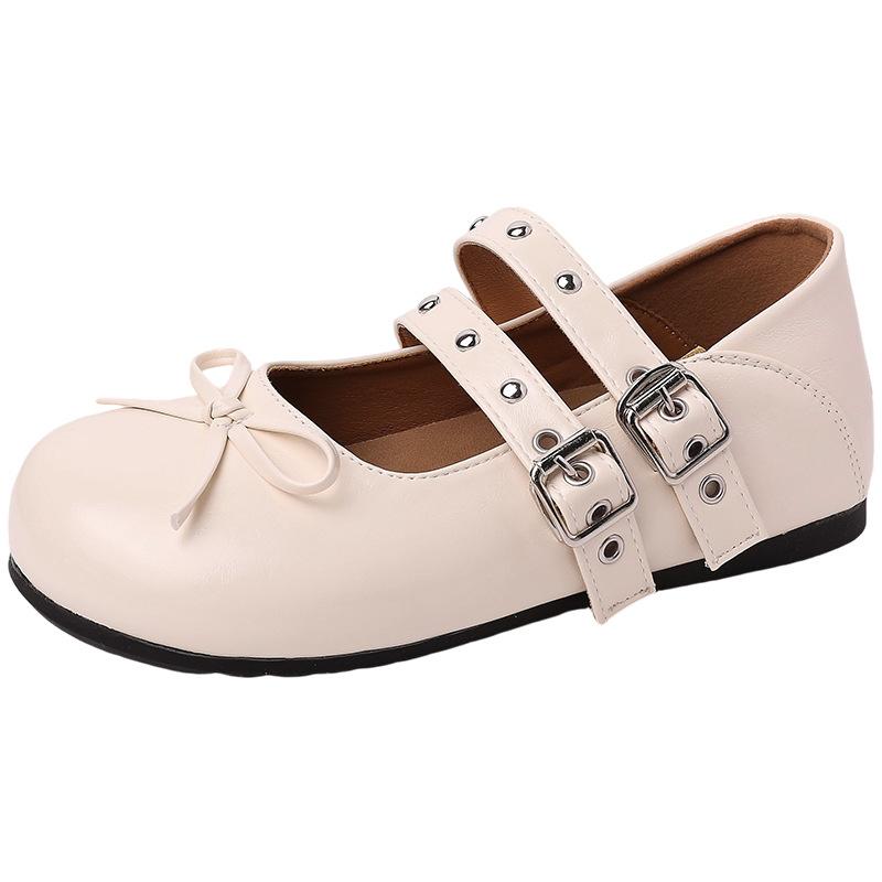 Ballet style bow Mary Jane women's shoes girls small leather shoes summer fashion retro casual flat shoes soft single shoes