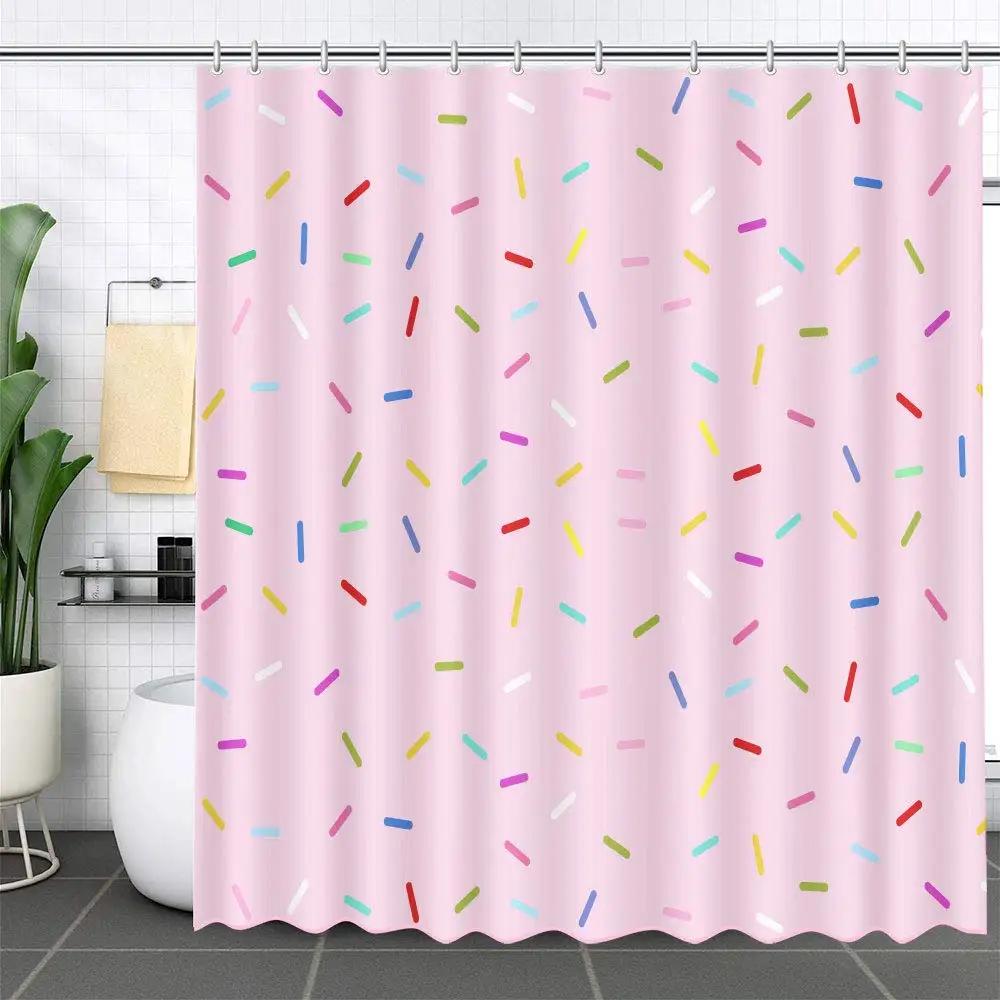 

Ice Cream Shower Curtain Summer Flower Rainbow Popsicle Colorful Dots Design Fabric Waterproof Bath Curtain Bathroom Curtain Set W60H190(CM)-1 Pcs