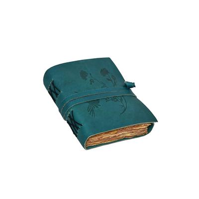 Ledertagebuch mit Vogel- und Blumengravur, gebundenes Schreibtagebuch für Damen und Herren, ungefütterte Büttenpapier-Tagebücher