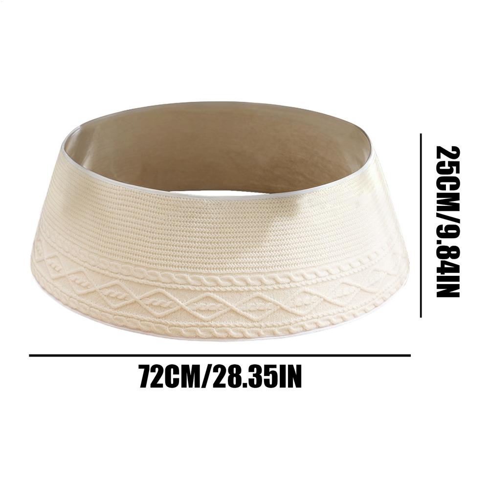 Christmas Tree Base Cover Knitted Rustic Ring Wrap Decor Cream Rhombic Edge Small Christmas Tree Collar For Farmhouse Home