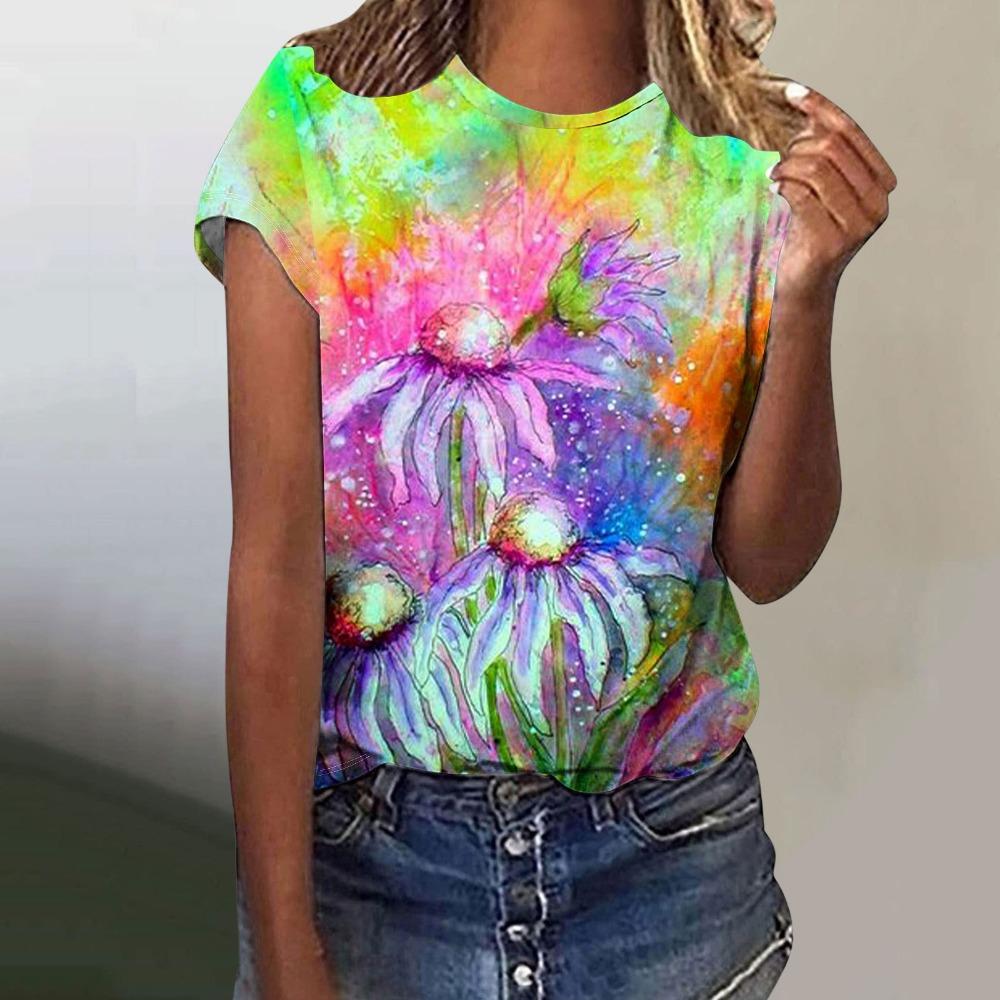 Flower Bird Butterfly 3D Print T-Shirt Women's O-Neck Casual Short Sleeve T Shirt Streetwear Harajuku Tees Tops Female Clothing