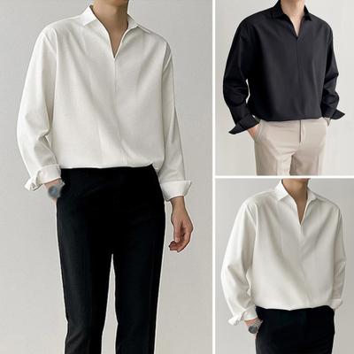 Ανδρικό Πουκάμισο Άνοιξη Φθινόπωρο V Λαιμόκοψη Πέτο Επίσημο Γραφείου Μεταξένιο Φαρδύ Ίσιο Πουλόβερ Τοπ Για Επαγγελματικές Συναντήσεις Πάρτι