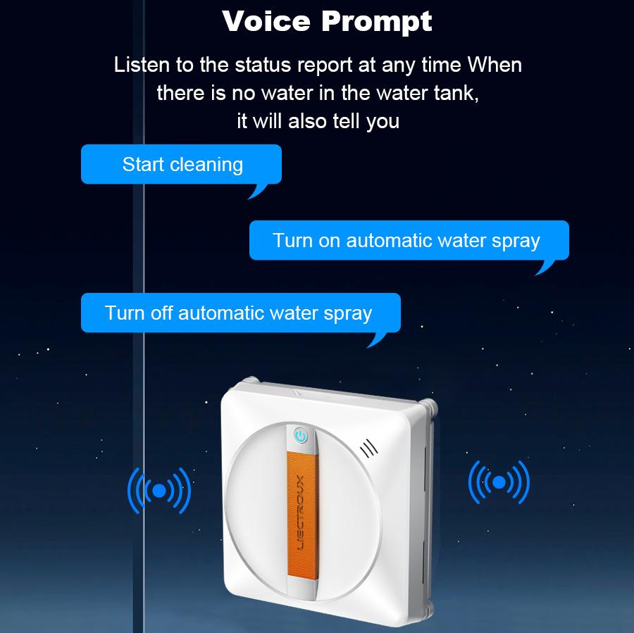 Robot Window Cleaner LIECTROUX YW710 ,Dual Water Spray,Smart Memory,High Vacuum Suction, Laser Sensor, Home Wall Glass Cleaning Robot