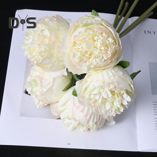 1 Bouquet 5 Heads Peony Artificial Faux Silk Fake Flowers Wedding Decor