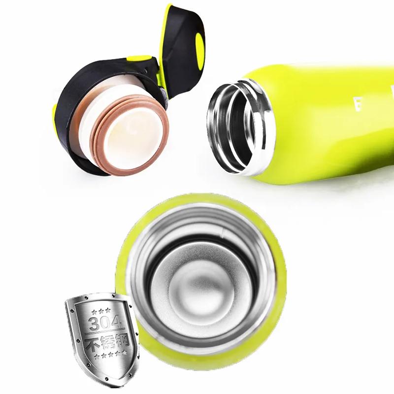 Fahrrad-Wasserflasche Vakuum Edelstahl Fahrrad-Wasserflasche doppelwandig einfacher Thermobecher isoliert mit Strohhalm 500ML