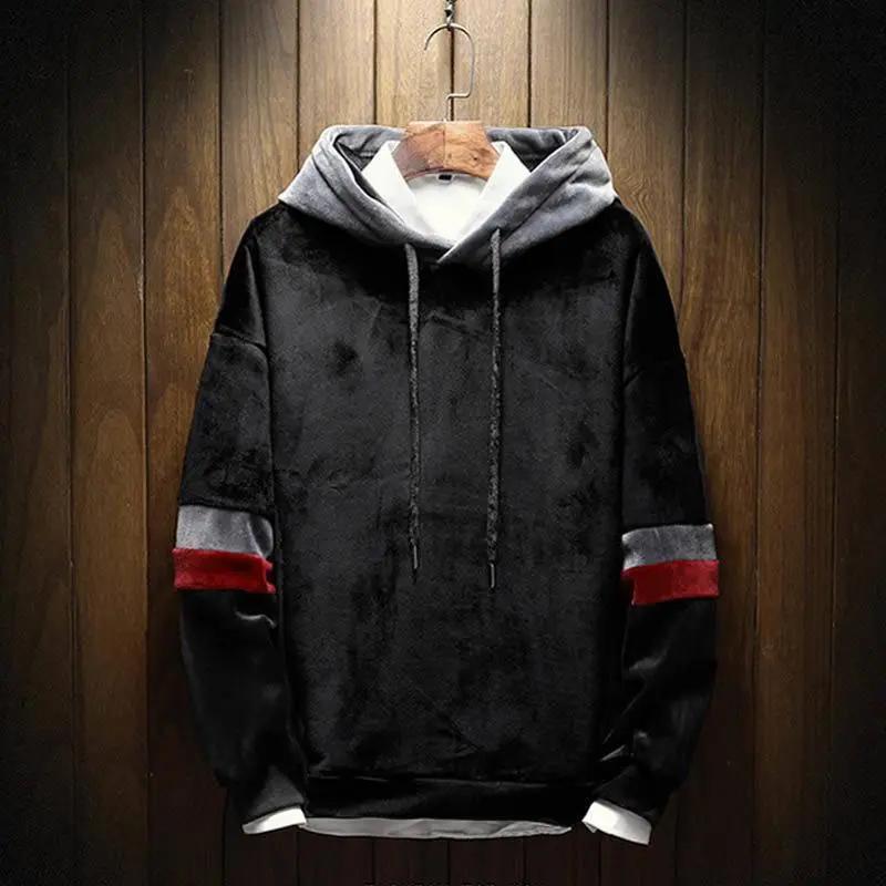 Suit Gold Velvet Hooded Sweater Men's Plus Size Men's Trend Handsome Sports Two-piece Trend