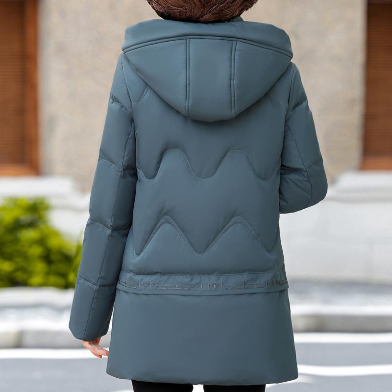 Middle Age Women Winter White Duck Down Coats Vintage Plus Size Parkas Hooded Elegant Thick Warm Down Jackets Woman Outerwears