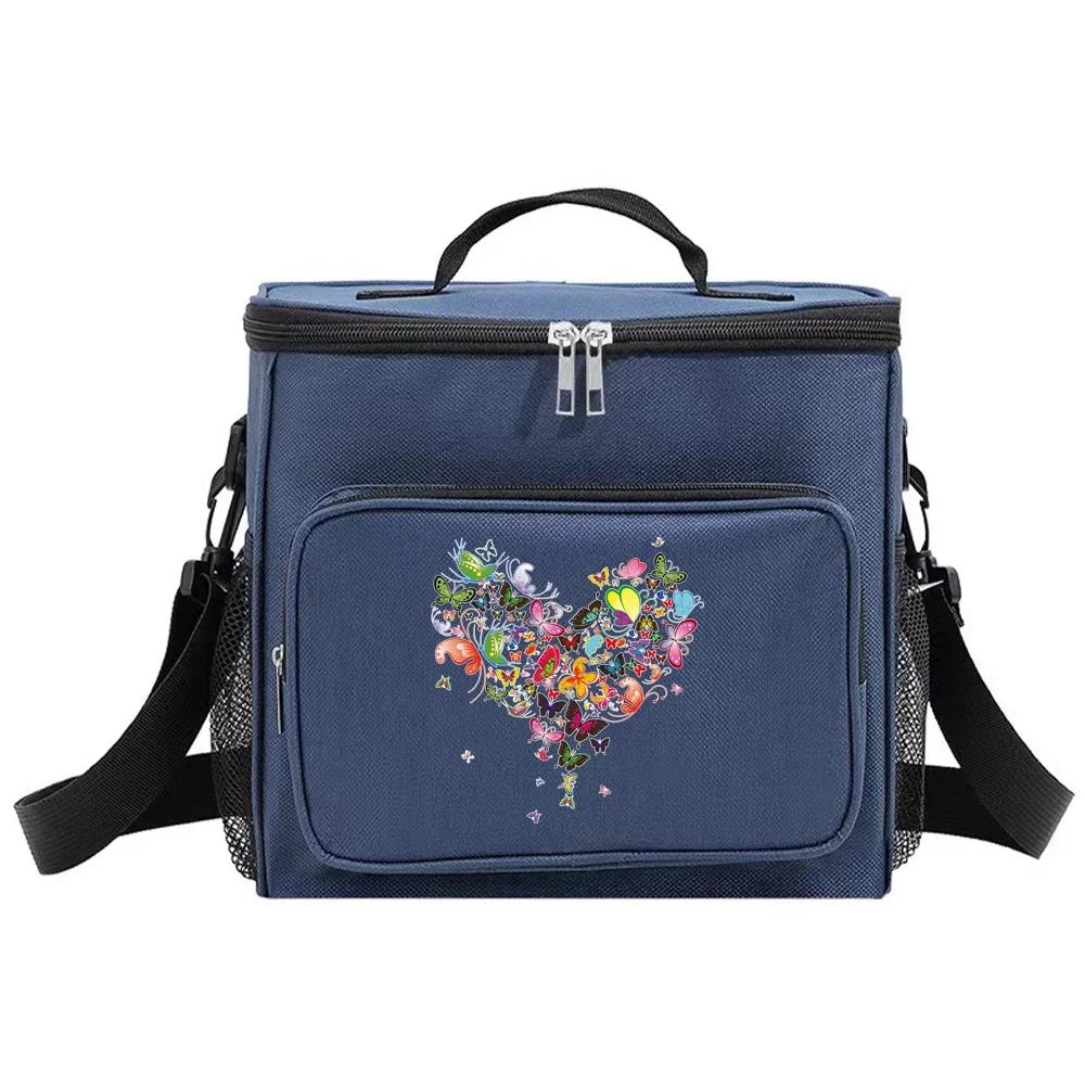 Thermal Organizer Handbag Insulated Lunch Bags Cooler Box for Student Portable Waterproof Camping Storage Boxes Love Printing