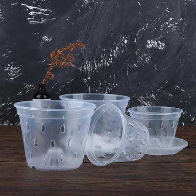 1Pc Flowerpot Garden Planter Drainage Pots With Holes Transparent Orchid Baskets Plastic Breathable Flower Pots Accessories