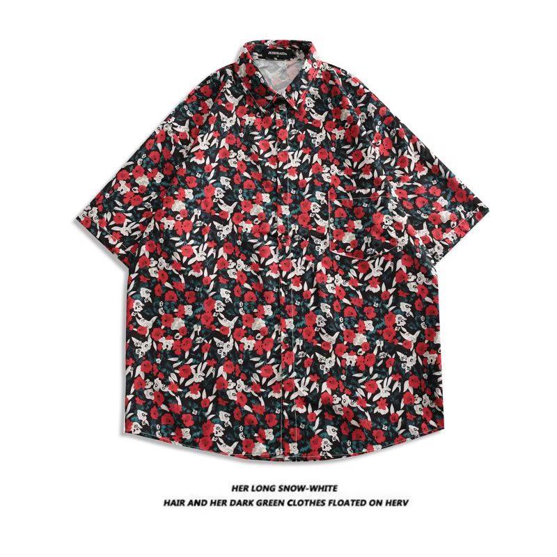 Hong Kong Style Vintage Sunflower Floral Shirt - Unisex Casual Short Sleeve