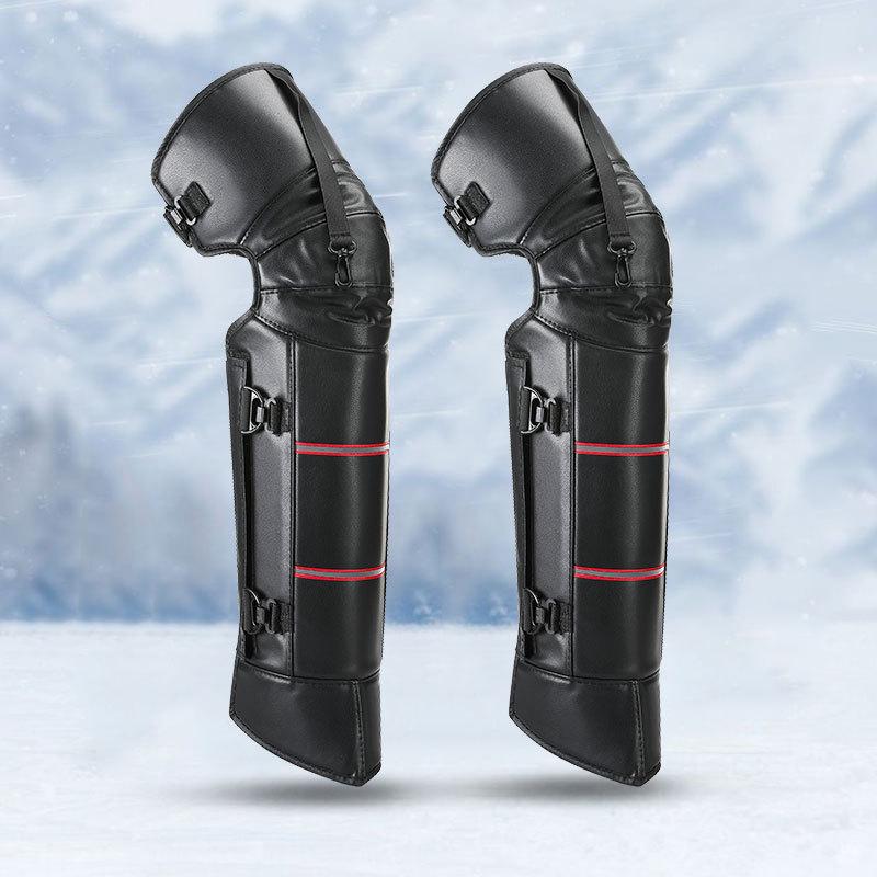 Unisex Winter Electric Motorcycle Knee Pads: Cold-Proof, Waterproof, Windproof, Thickened Fleece-Lined Leg Warmers for Riding
