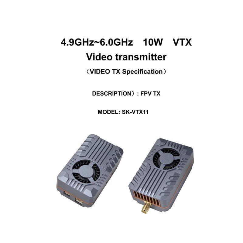 ABUO-VTX 80CH 4.9-6.0Ghz 10W For FPV Video Transmitter Wireless Long-Range Transmission OSD Parameter Adjustment For FPV Drones