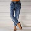 Klassiske allsidige moteriktige denimbukser med høy midje for kvinner