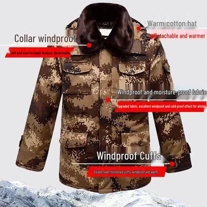 Vêtement d'extérieur d'hiver militaire camouflage résistant au froid pour hommes