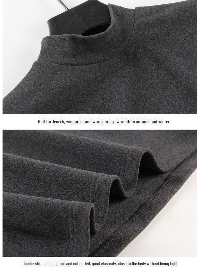 Pánské termotričko s dlouhým rukávem z německého sametu: Polovysoký límec, oboustranný samet, elastický, trendy podzimně-zimní oblečení.