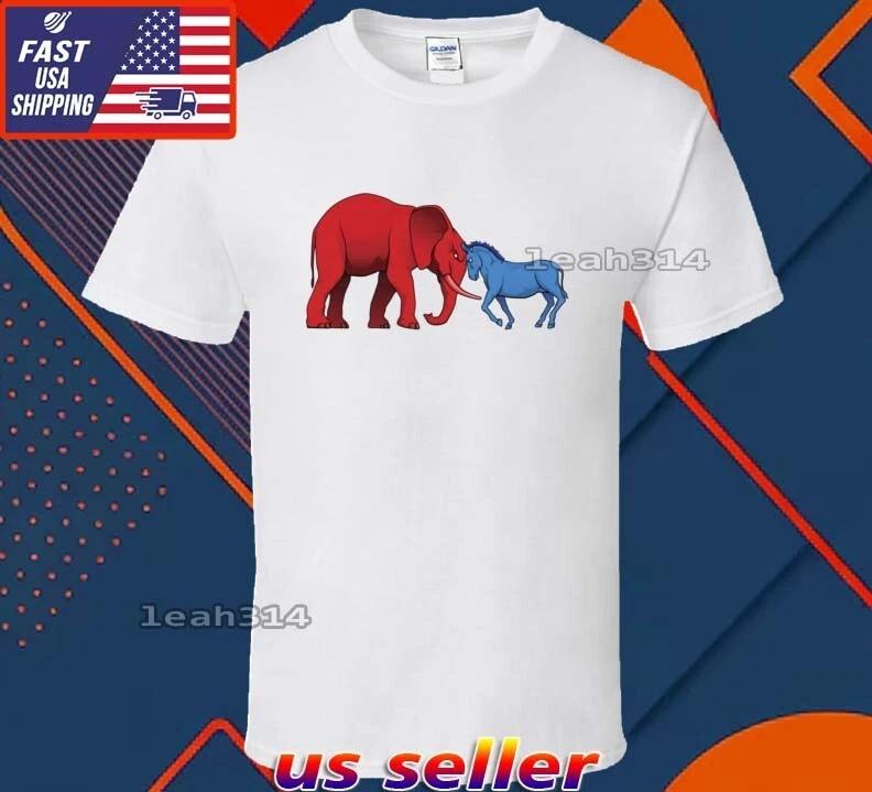 New Shirt Republican And Democrat Logo T-Shirt Funny Usa Unisex Size S-5XL 4XL