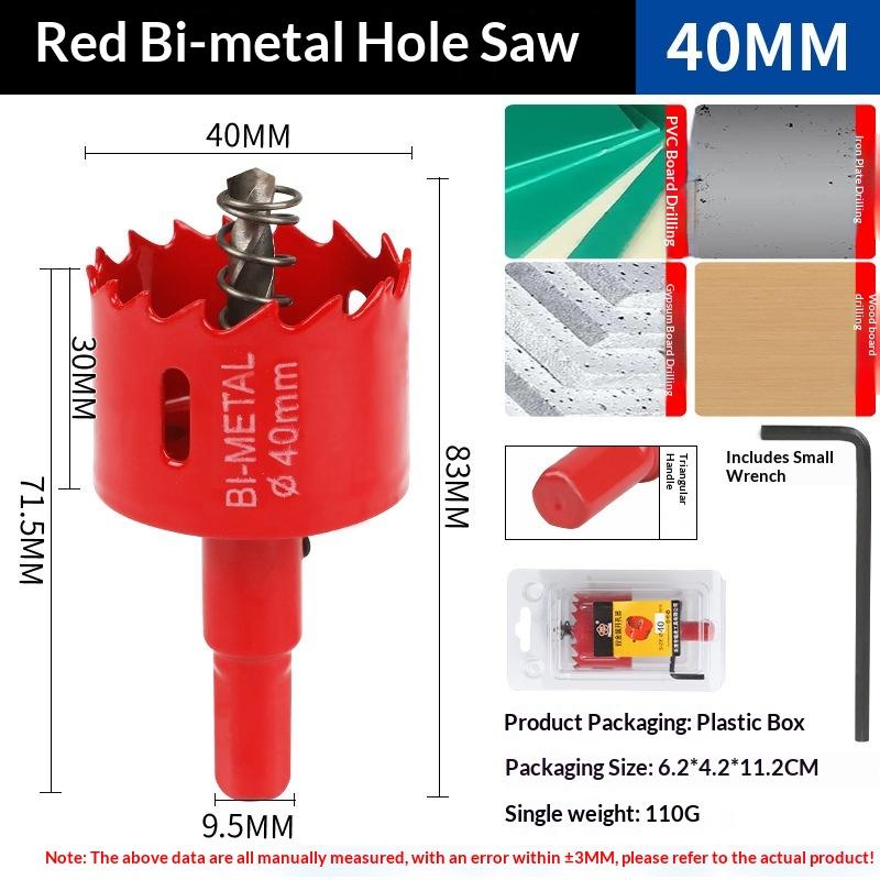 1Pcs(15-45Mm) Bi-Metal Hole Saw Single Size With Drill Spring Pvc Iron Wood Drilling Opener For Home Renovation