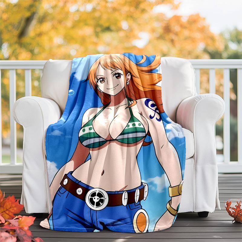 1pc N-Nami Theme Blanket - Digital Print, Polyester, Cozy for All Seasons, Perfect for Outdoor, and Travel