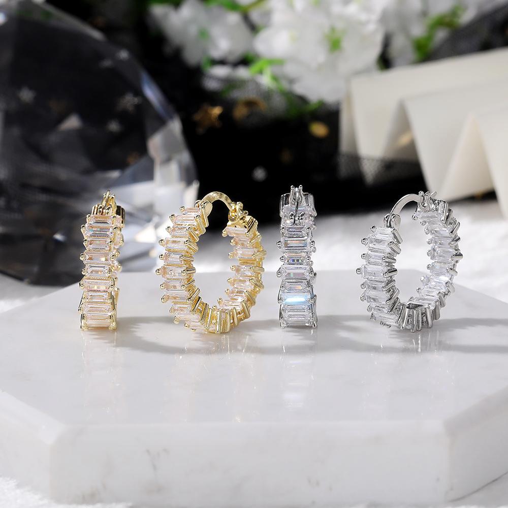 BELLA BOX High-quality Silver Color/Gold Color Earrings Women Wedding Party Hoop Earring Versatile Luxury Zircon Jewelry