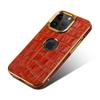 Denior Apple 15Pro leather sticker mobile phone case iPhone14ProMax crocodile pattern electroplating protective case