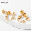 14K Gold Plated Brass Round Head Screw Ear Clips,DIY Handmade Clip On Earrings Parts No Pierced Ear Clips Jewelry Findings