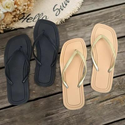 Damen Flip-Flops Strandpantoffeln Lässige Einfache Einfarbige Outdoor-Duschsandalen Bequeme Mädchenschuhe
