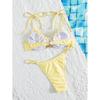 Light Yellow Metal Starfish Bikini Push Up Swimwear Micro Thong Sexy Swimsuit Women Lace-up Straps Bathing Suit Bikinis Set