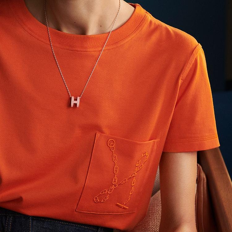 HERMES POP H Titanium Steel Necklaces Women's Gold H147991F-49