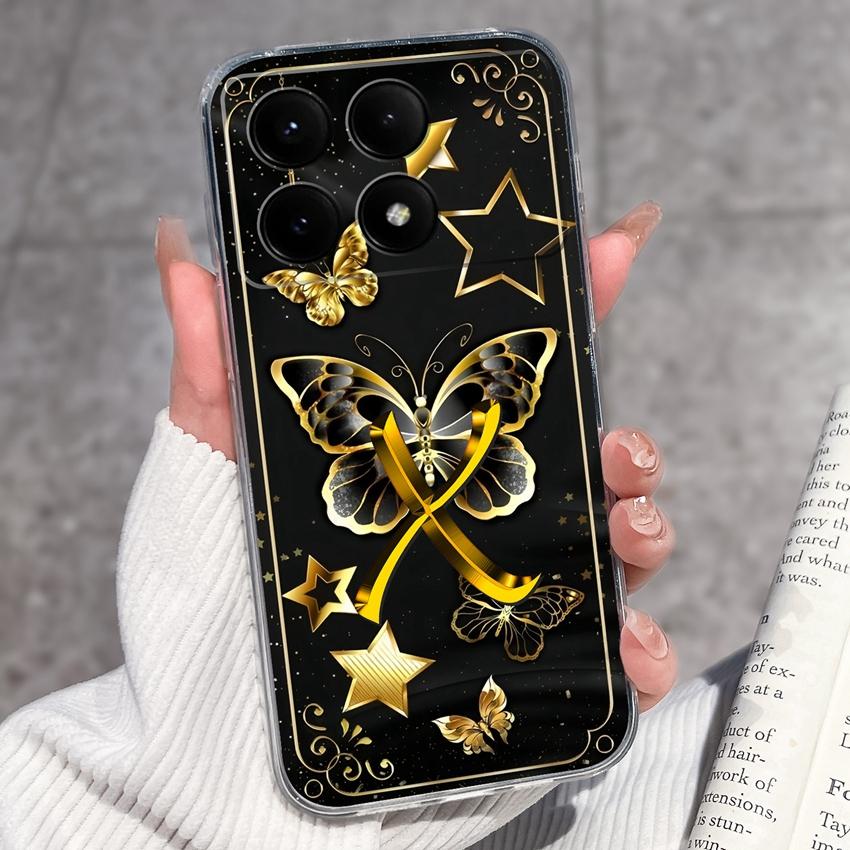 Casing For Redmi K70 K80 K60 K50 K40 K30 K20 Pro K70e K60e K90 Pro Max Phone Case Premium Letters Pattern Transparent TPU Back Cover For Redmi Housing