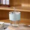 Tasse à café et à eau en verre isolant de haute qualité avec paille en bambou – Tasse de voyage portable et cadeau
