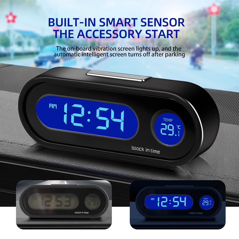 2 in 1 Car Dashboard Clock with Luminous Thermomete LCD Digital Display Car Dashboard Clocks Time Watch Car Accessories