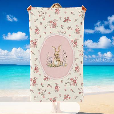 Quick Dry Beach Towel Peter Rabbit Pattern, Lightweight Absorbent Towel for Pool Beach Vacation Use