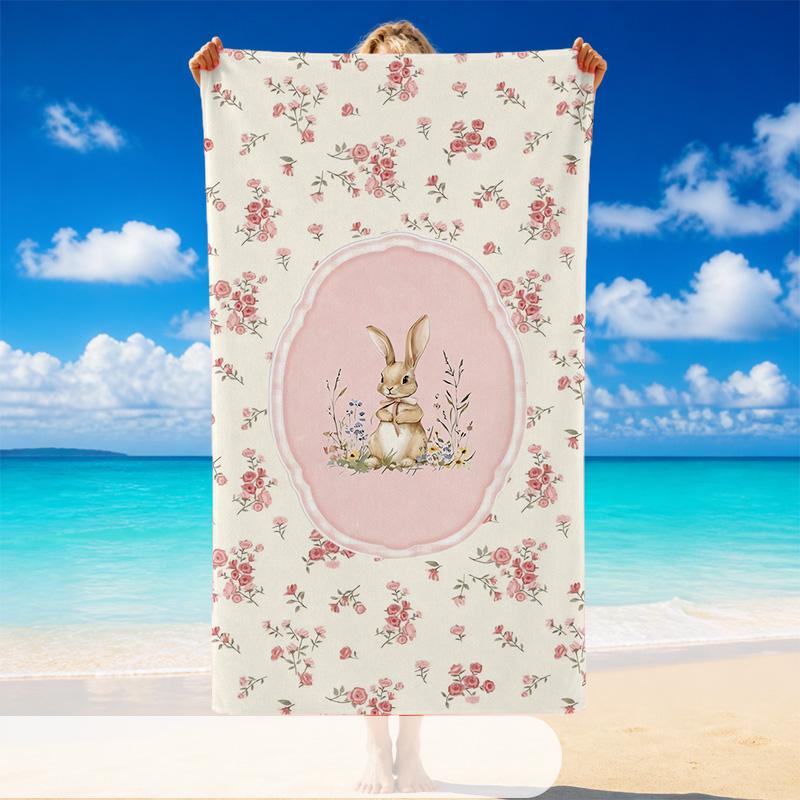 Quick Dry Beach Towel Peter Rabbit Pattern, Lightweight Absorbent Towel for Pool Beach Vacation Use