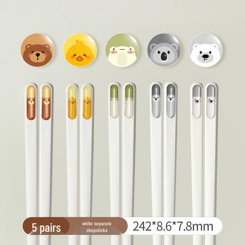 Cartoon Antibacterial Non-slip High-Temperature Resistant Alloy Chopsticks - Mildew Proof, High-End Design for One Person.