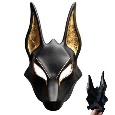 Ägyptische Anubis-Maske Schakal Rollenspiel-Maske Mit Verstellbaren Riemen Handbemalt Faux-Gold Maskenball-Maske Für Halloween