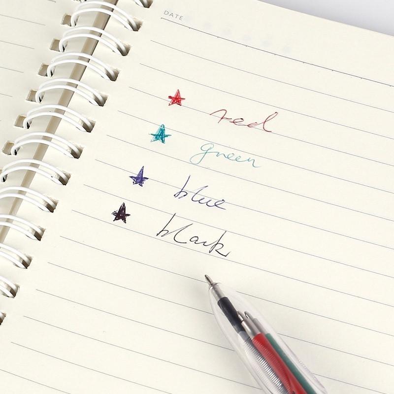 2Pcs / Set Press 4Colors Ball-point Pen Ballpoint Pen Dot Student Ballpoint Pen Office Material School Supplies