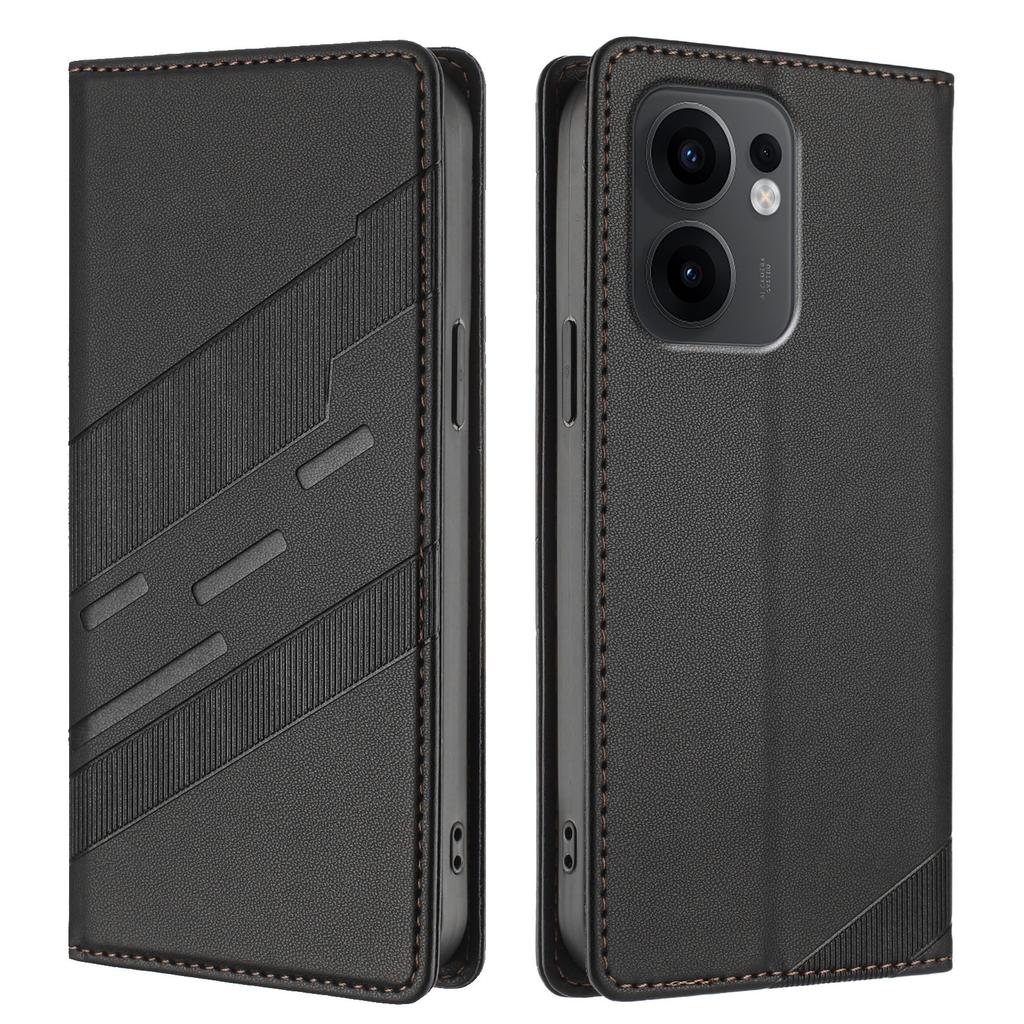 Etui na telefon Oppo Reno13 F 5G w stylu punk z nadrukiem, portfel ze stojakiem, skórzany pokrowiec