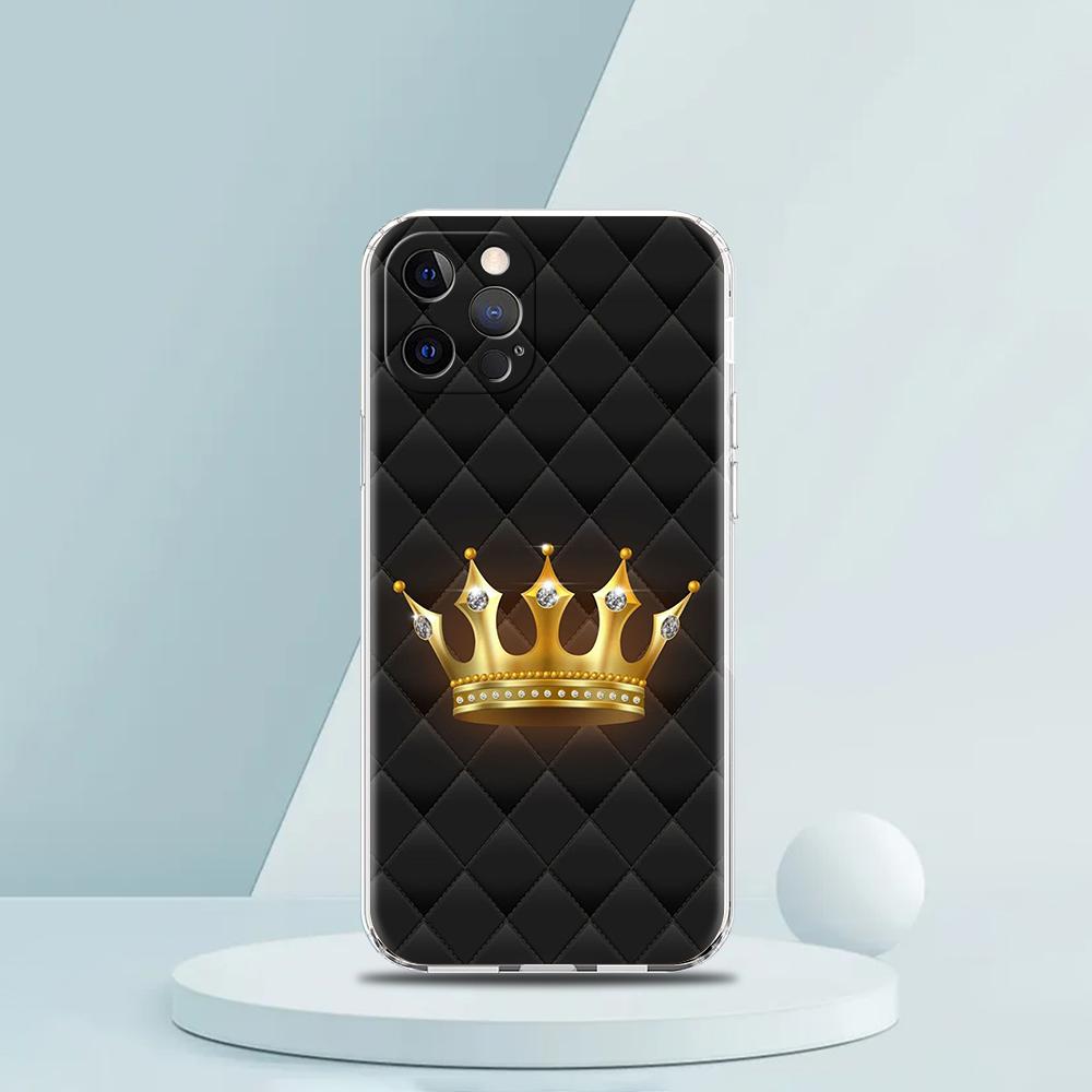 Diamond Crown Phone Case for iPhone 16 15 14 13 12 Pro Max Transparent Soft for iPhone 11 Pro Max 7 8 Plus XS XR Shell Bag