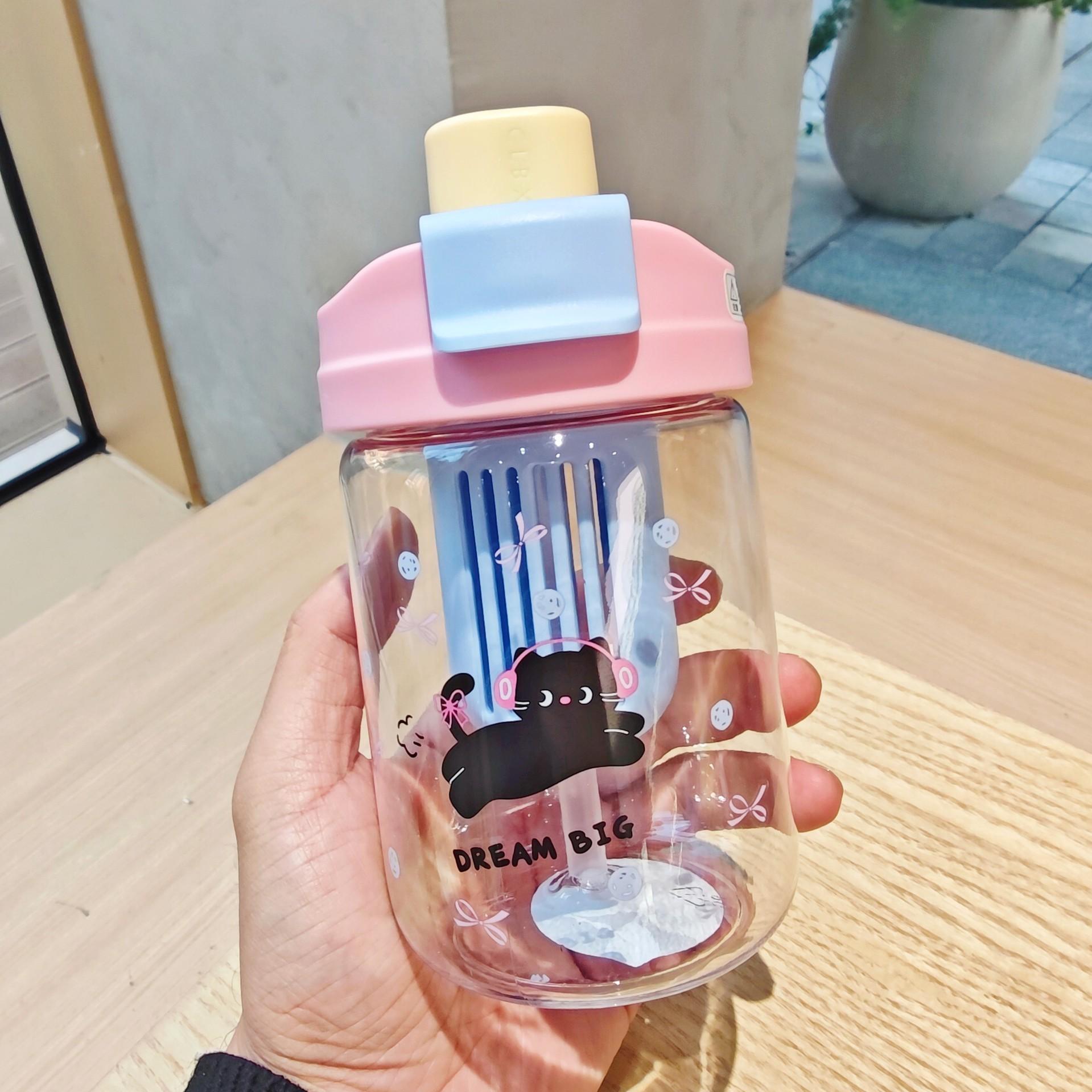 

Plastic Straw Cup 600ml Water Bottle New Plastic Cup розовый