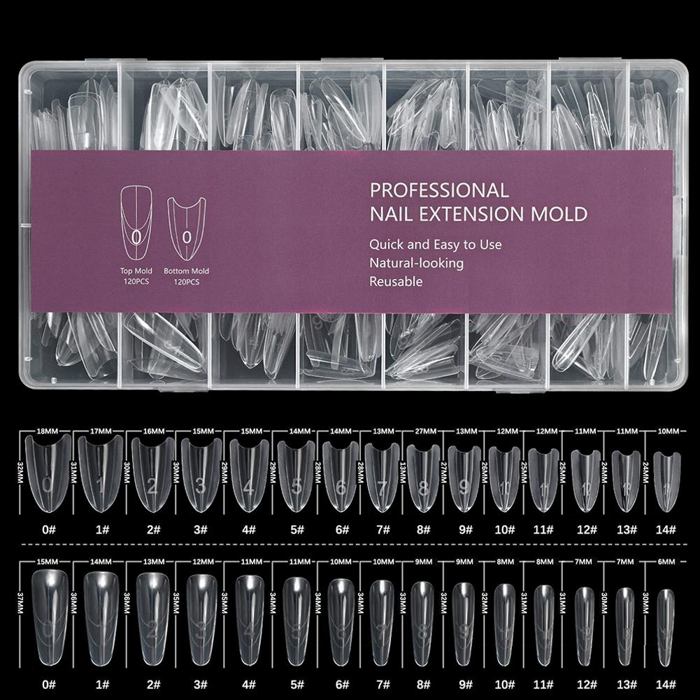 Sandwich Dual Nail Forms Full Cover Tips Nail Extension Form Set Acrylic Nail Art Tools Long Trapezoidal & Long Pointed Shapes