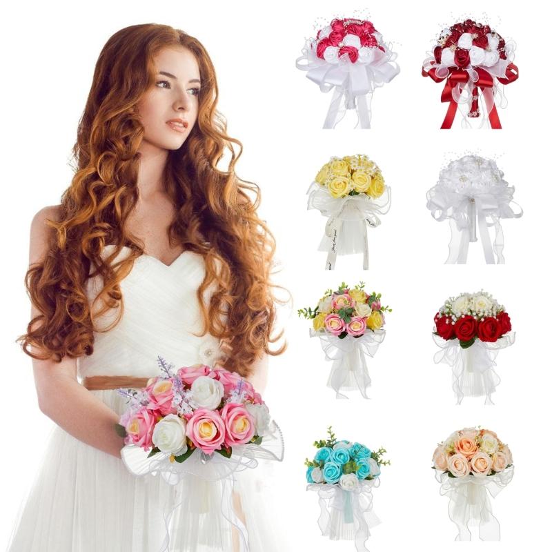 Ridal Bouquets for Wedding, Simulation Rose Bride Wedding Bouquets Wedding Decorations for Ceremony, Anniversary