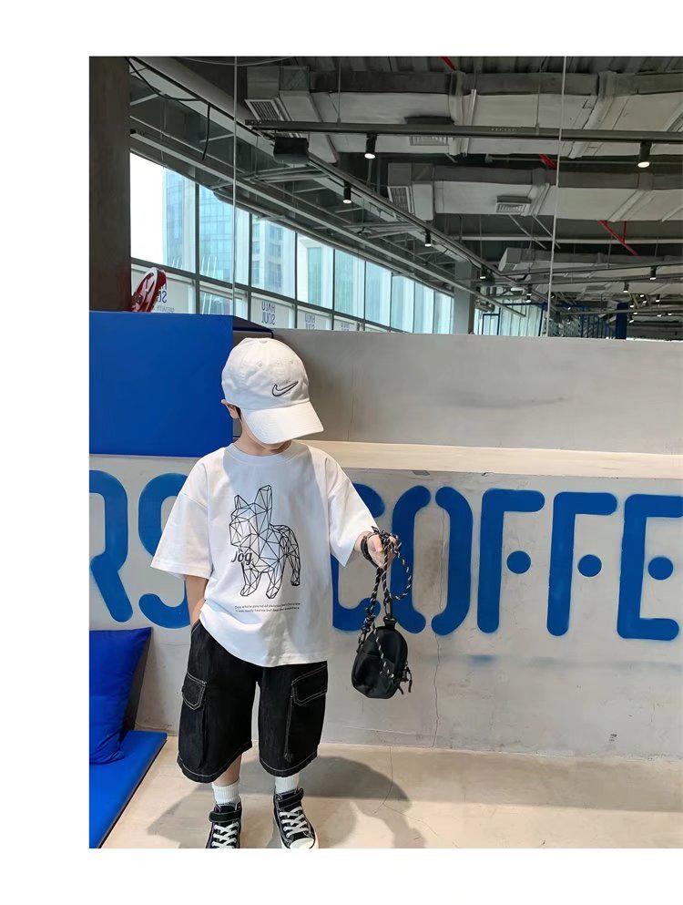 Kinder Freizeit Kurzarm T-Shirt: Sommer-Top für Jungen im koreanischen Stil mit Rundhalsausschnitt