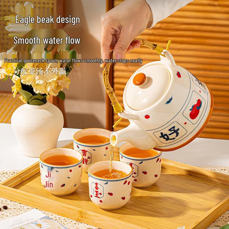 Chinese Style Ceramic Teapot Set - Joy & Fortune