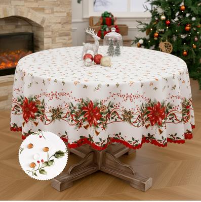 Wasserdichte Weihnachten Runde Tischdecke Klassisches Rot Weihnachtsmann Weihnachtsbaum Druck Tischdecke Heim Party Dekoration Tischdecke