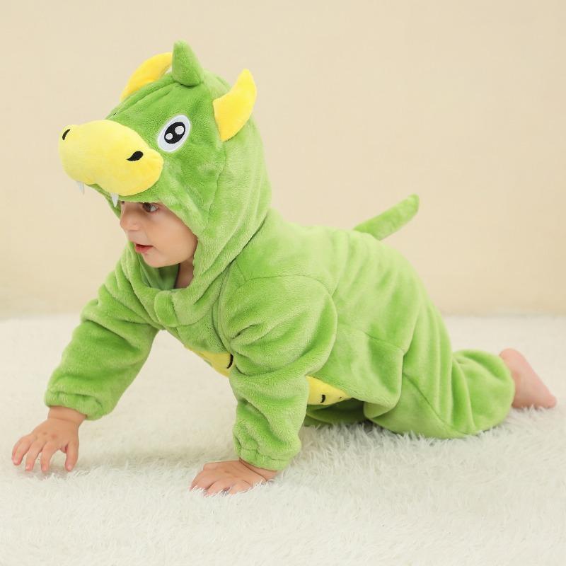 Baby Flanell Tier Overall, Baby Outdoor Kleidung, Herbst und Winter Cartoon Kapuzen Kletteranzug